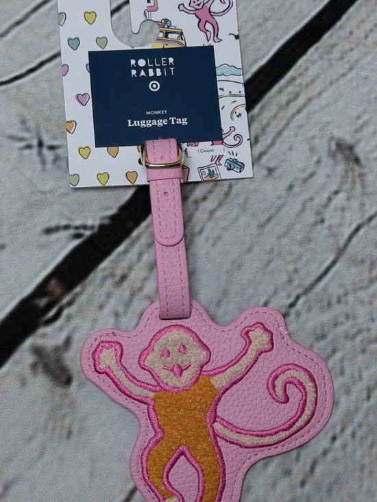 Roller Rabbit Handbags - Roller Rabbit Pink and Orange Monkey Luggage Tag